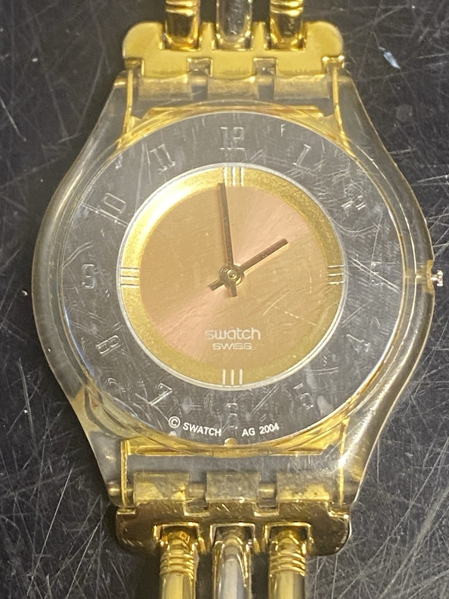 Swatch Watch Skin Tri Gold AG 2004 Women's Works New Battery | eBay