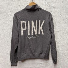 Victoria's Secret Pink Eighty-Six Sweatshirt VTG Y2K Womens Small Gray Dog Logo