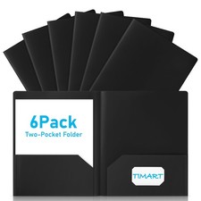 Timart Folders with Pockets-6 Pack, 2 Pocket Folders Fit Letter Size Paper, F...