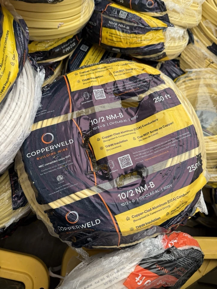 COPPERWELD Alambre 10/2 Blanco Tierra 600V 250F ALUMINIO REVESTIDO DE COBRE Lote de 10 2500F Foto 2 de 2