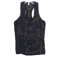 ATHLETA Momentum Seamless Tank Top Black Paisley Racerback EUC Size SMALL