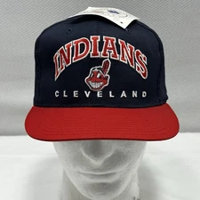 NWT Vintage CLEVELAND INDIANS Chief Wahoo Snapback Hat Drew Pearson Headwear