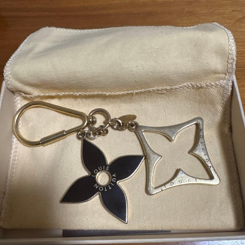 Louis Vuitton Porte cles Puzzle Key Ring Charm M65218 Monogram Flowers Gold