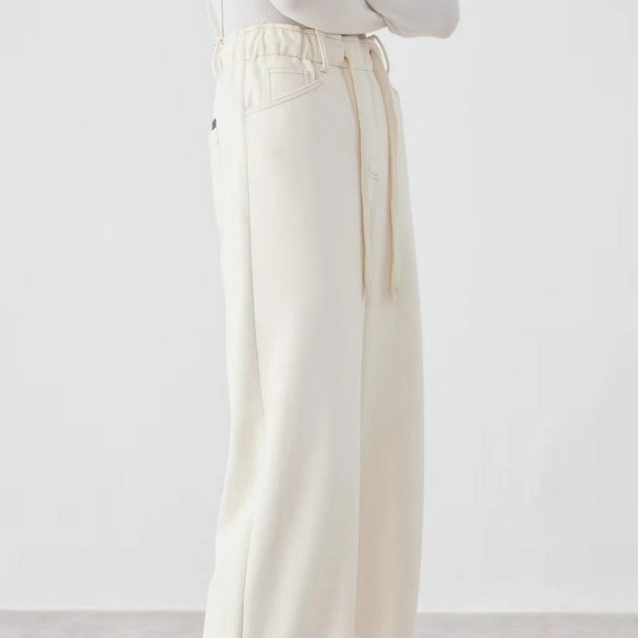 Pantalones deportivos rectos Brunello Cucinelli para mujer otoño invierno lana cintura elástica Foto 3 de 4