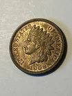 1908 Indian Head Small Cent Bronze Coin San Francisco KM#90