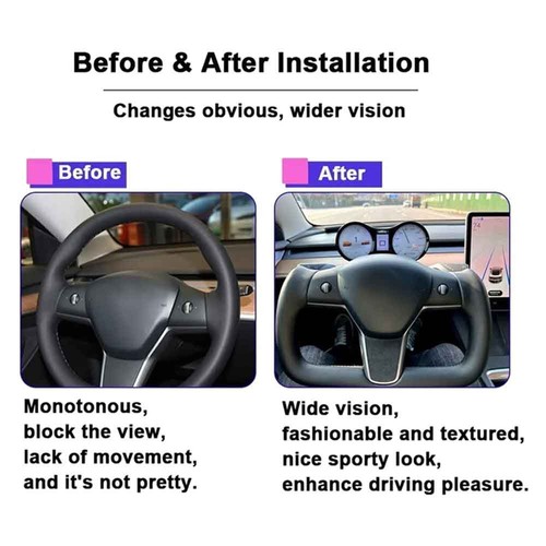 Leather Yoke Steering Wheel with Heated Function For Tesla Model X/S 2014-2020 - Foto 3 di 10