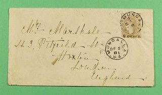 DR WHO 1881 AUSTRALIA OVPT MUNDALA TO ENGLAND R75536