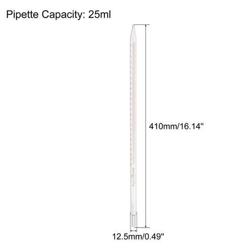 Graduated Dropper Pipettes 25ml Borosilicate Glass Pipette Clear - Picture 2 of 5