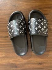 Louis Vuitton Mule Men  s Slides Sandals black mono embossed Size EU 46