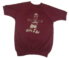 True Vintage Short Sleeve LOVER Print Reverse Weave Sweatshirt 1950s 1960s USA