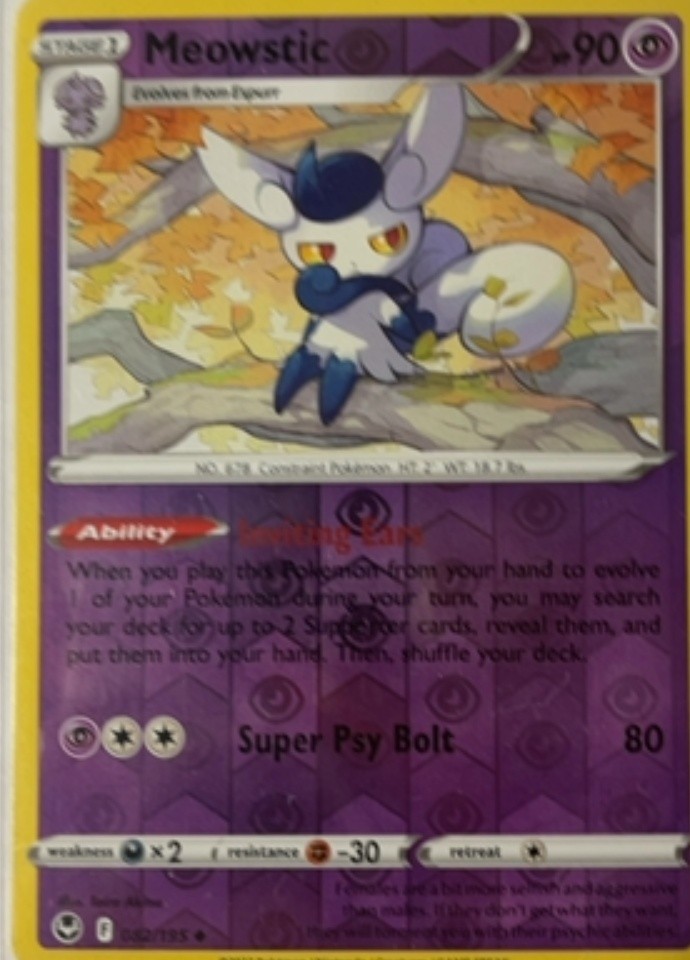 Meowstic Reverse Holo Sword & Shield Silver Tempest 82/195