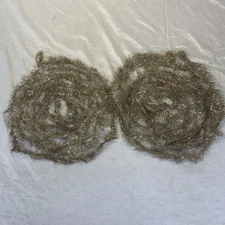 AUTHENTIC ANTIQUE VICTORIAN FEATHER TREE FINE TINSEL GARLAND GOLD 2 PCS 288 inch