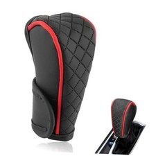 Leather Car Gear Shift Knob Cover, Anti-Slip Breathable Shifter Stick 1 PC Red