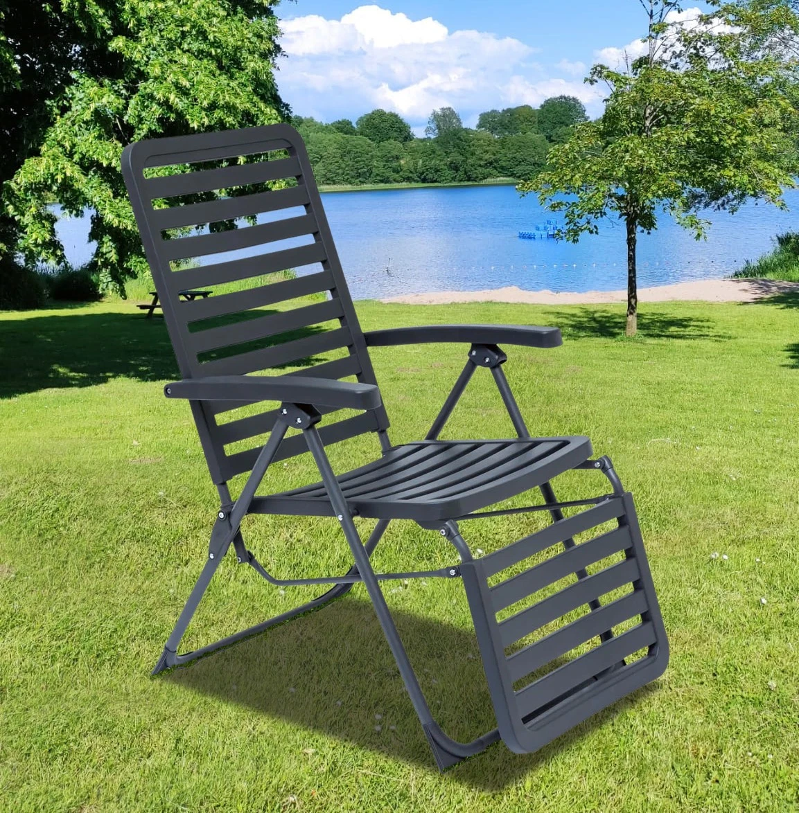 Klappsessel Tampa Anthrazit Vollkunststoff Gartenstühle