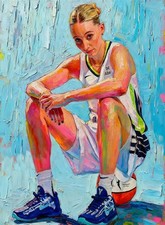 Paige Bueckers WNBA UConn Basketball Art Card Painting Print Artist Signed 5/30