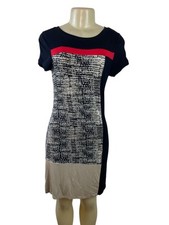Calvin Klein Womens Colorblock Animal Print Sheath Dress Black/Red/Beige Sz S