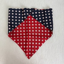 Vintage Red  Blue Polka Dot Silk Triangle Scarf