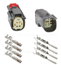 Molex 4 Pin Wire Connector, Harley BLACK Waterproof, Sealed Kit, MX150 with CPA