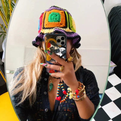 Multicolor Crochet Street Style Weaving Knit Bucket Hat  display picture 2