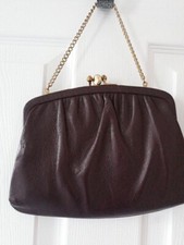 Vintage Ande  Burgundy Leather Purse Or Clutch With Chain Handle