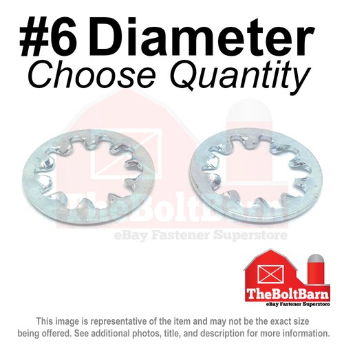 #6 Internal Tooth Star Lock Washer Low Carbon Steel Zinc Plated (Pick Quantity) - 第 1/2 張圖片