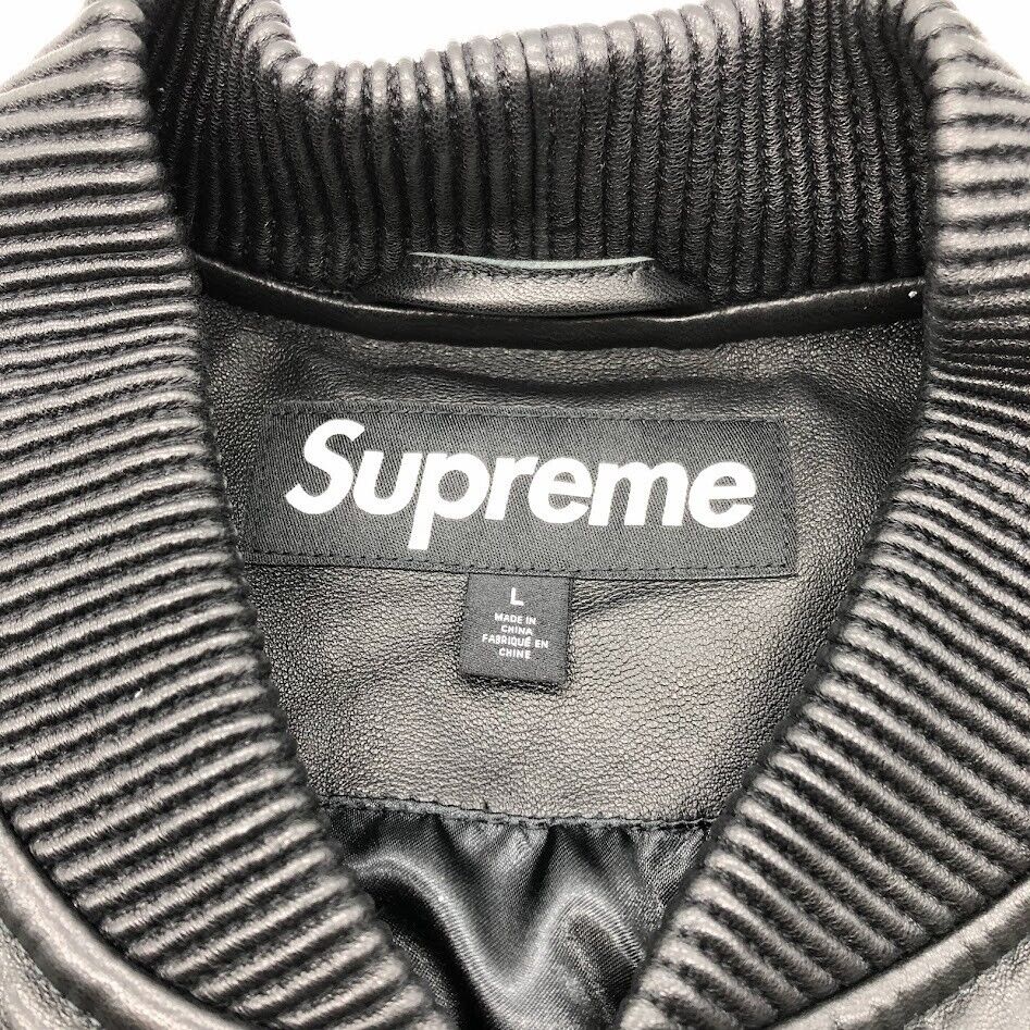 Supreme Mister Cartoon Embroidered Leather Jacket 2colors Supreme Mister Cartoon Embroidered Leather Jacket 2colors