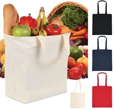Premium Canvas Shopping Bag 100% Cotton Shoulder Tote Shopper Bags Reusable