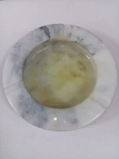 Vintage white and gray marble cigarette holder ashtray cigar tray candle incense