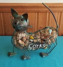 PICNIC PLUS Iron Metal Cat Figure Wine Bottle Cork Holder Caddy Cage Lot Corks 