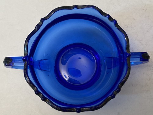 L E Smith Mt Pleasant Cobalt Open Sugar Bowl - Picture 2 of 3