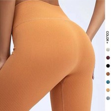 Ribbed Yoga Pants High Waisted Gym Leggings Sport Women Fitness Seamless Female