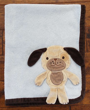 Tiddliwinks Blue  Brown Puppy Dog Fleece Baby Boy Legs Ears Face Blanket