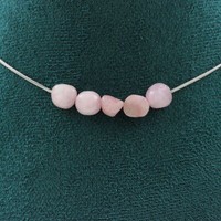 Halskette 5 Perlen Kunzit Aus Brasilien Kette Aus Edelstahl Halskette Damen