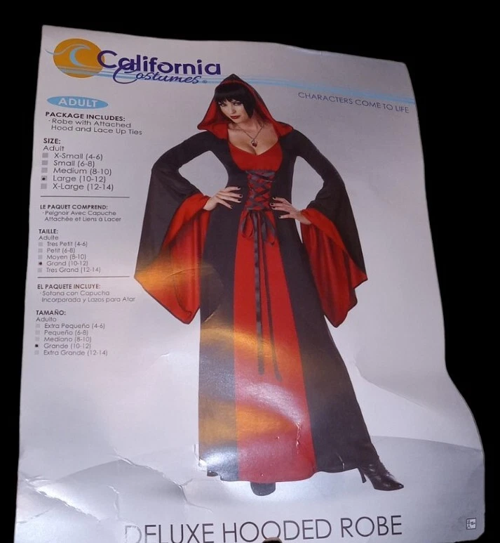 California Costumes 1148 Adulto Deluxe Bata con Capucha Negra/Roja LG 10/12 Gothic Vamp Foto 2 de 3