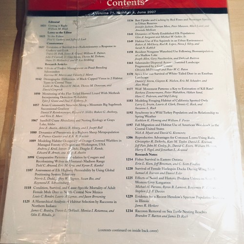 The Journal of Wildlife Management Set of 4 Issues 2006-07 Research Articles - Picture 5 of 7