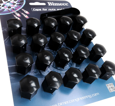 20 x Car wheel bolts nuts caps covers Black 17mm Hex for Vauxhall. Bimecc