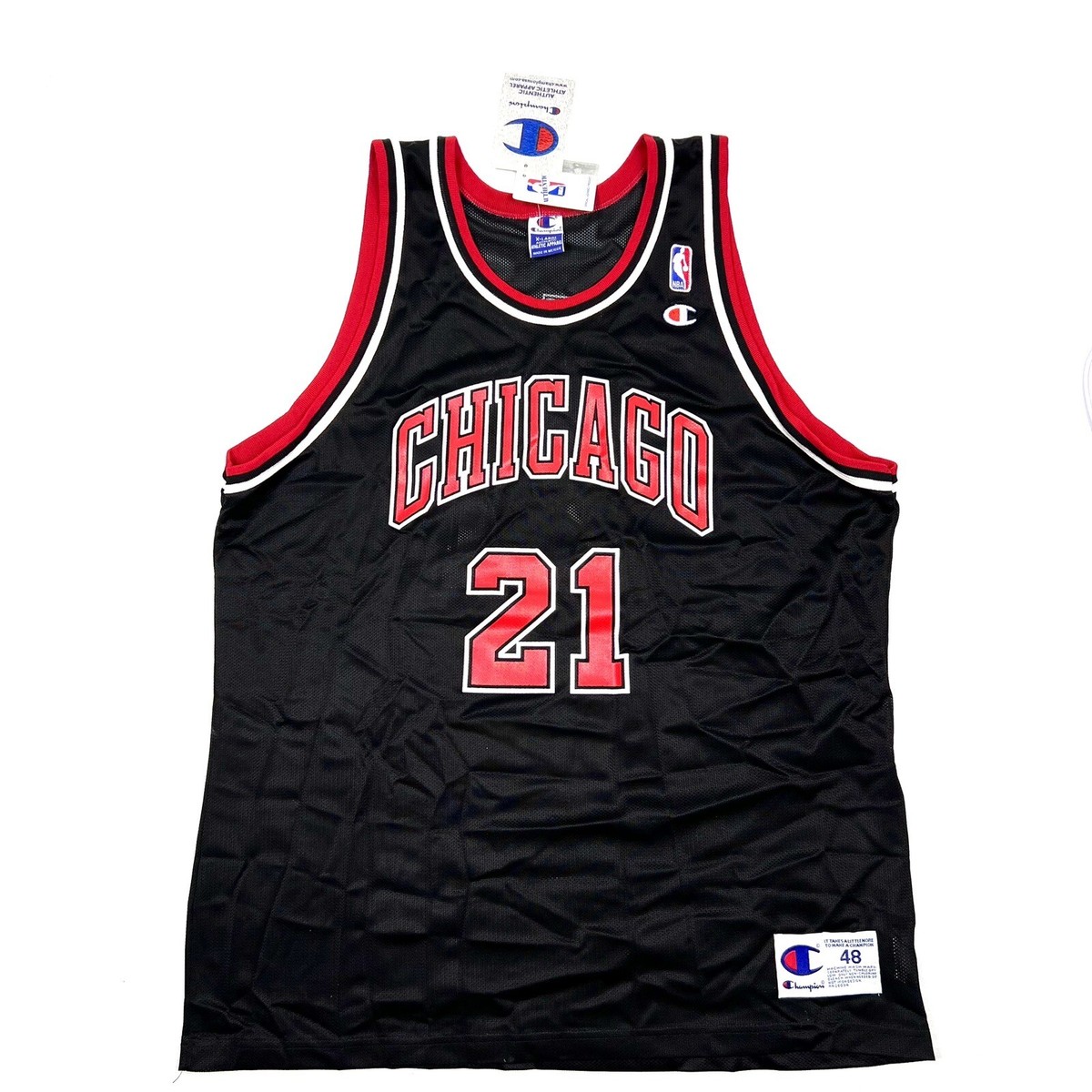 Champion - NBA ユニフォーム　レア　刺繍 Vtg NWT Rare NBA Chicago Bulls Fizer Signed Champion Jersey