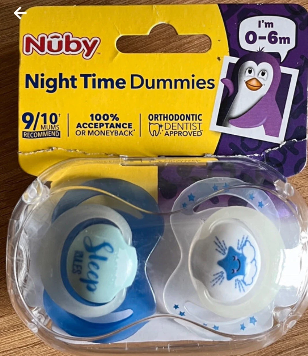 Nuby Night Time Dummies 0-6m