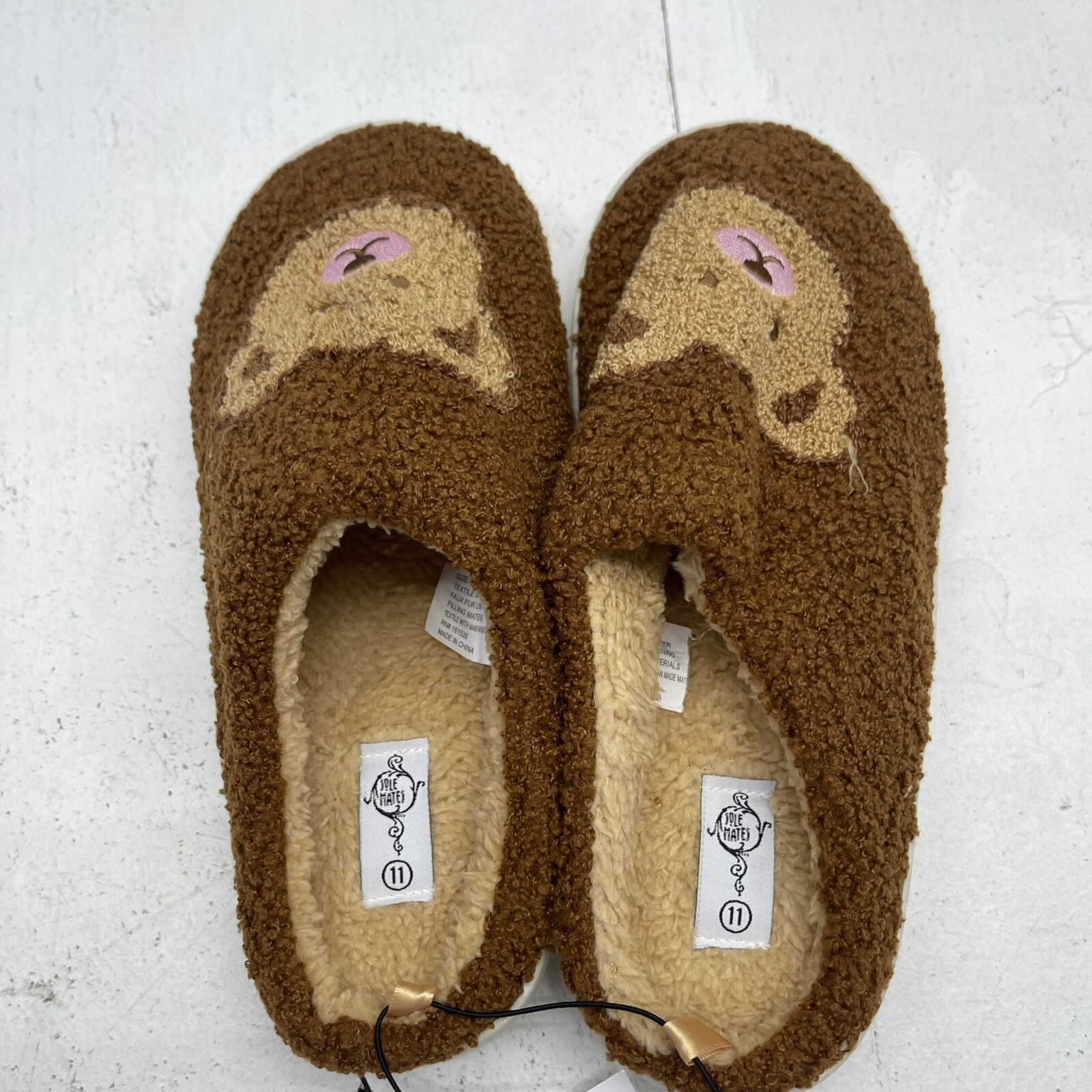 SAOLA Sole Mates Marrone Orsacchiotto Slip On Casa Scarpa Pantofole Donna Taglia 11 Nuove