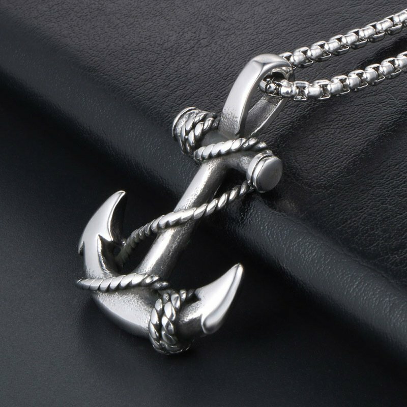Mens Stainless Steel Nautical Surfing Beach Anchor Pendant