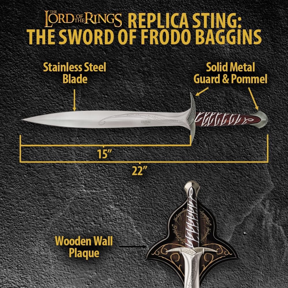 Lord Of The Rings Sting Sword Of Frodo Baggins LOTR Certificate Of