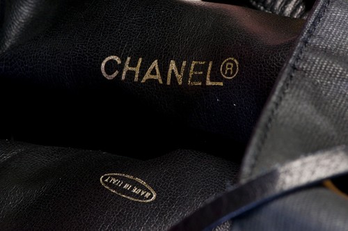 Vintage Chanel CC 1986-88 Black Quilted Leather Canvas Drawstring Bucket Bag - Picture 5 of 6