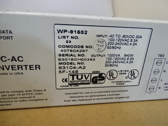 LUCENT TECHNOLOGIES WP-91652 INVERTER LUCENT POWER 63104-A2 | eBay