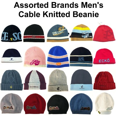 Assorted Brands Men's Beanie Knitted Skull Ski Caps With/Without Visor
