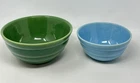 Bauer USA Pottery Beehive Nesting Mixing Bowls Lot Of 2 Green #12 & Blue #24