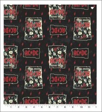 AC/DC Cotton Fabric Highway To Hell 1/2 yard or yards