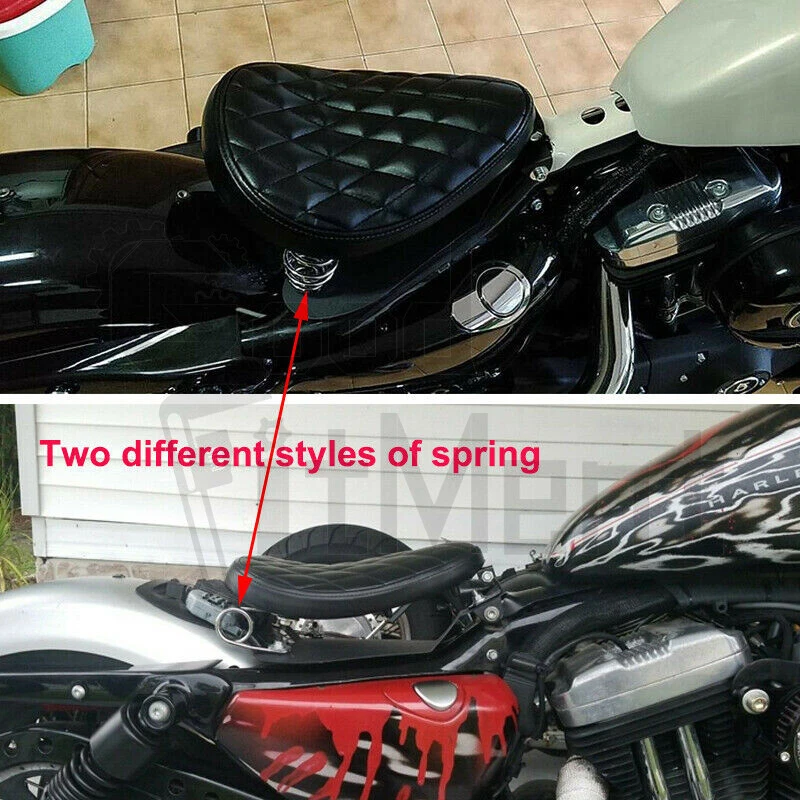 Soporte de resorte de asiento negro Bobber Solo para motocicleta para Harley Sportster Iron 883 Foto 3 de 4