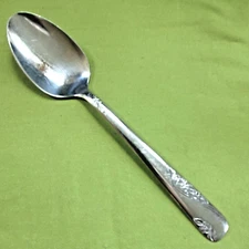 Everbrite Stainless Favorite Pattern Soup Spoon 7 1/8" Glossy Flowers USA #22215