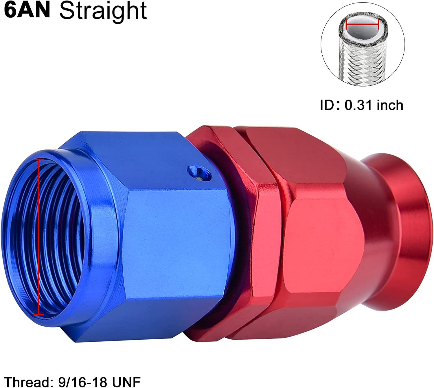 6AN AN6 Stainless Steel PTFE Fuel Line 20FT +10 Fittings Ends Hose Kit