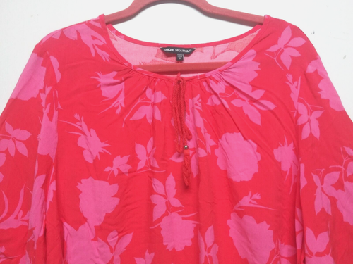 Womens bell sleeve top Plus size 3X floral 3/4 sleeve blouse pullover soft coral - Picture 4 of 8